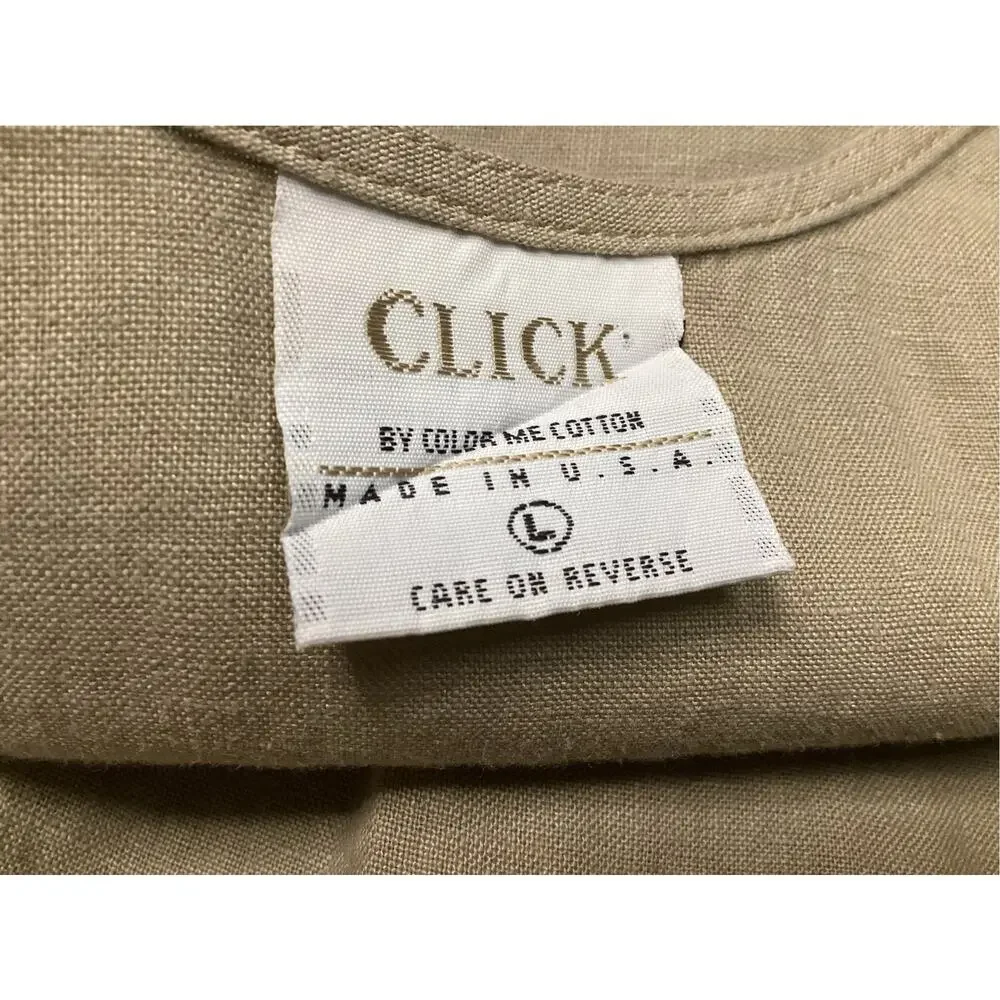 Click by Color Me Cotton Linen Sleeveless Shift Dress Beige Tan size L - Picture 4 of 5